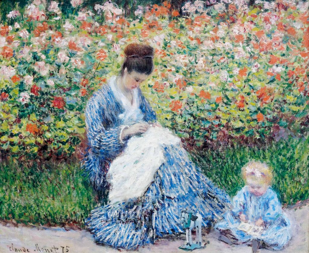 Claude Monet, Camille Monet and a Child in the Artist’s Garden at Argenteuil, 1875